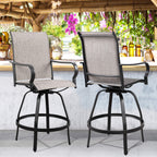 Vongrasig Patio Furniture Outdoor All-Weather Texilene Swivel High Bar Stools Set