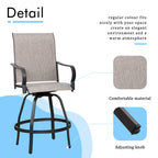Vongrasig Patio Furniture Outdoor All-Weather Texilene Swivel High Bar Stools Set