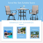 Vongrasig Patio Furniture Outdoor All-Weather Texilene Swivel High Bar Stools Set
