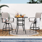 Vongrasig Patio Furniture Outdoor All-Weather Texilene Swivel High Bar Stools Set