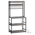 WALSUNY Kitchen Bakers Rack with Power Outlet  Coffee Bar Table 3Tiers