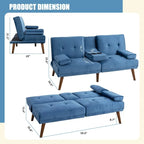 Walsunny 60¡±Convertible Sofa Bed Small Folding Loveseat Couch Removable Armrest, Modern Futon Recliner Sleeper (7415619715248)
