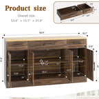 Vongrasig Buffet Cabinet with Storage, Farmhouse Coffee Bar Cabinet with Drawers, 53” Large Modern Sideboard Buffet with Adjustable Shelves for Kitchen, Dining Room
