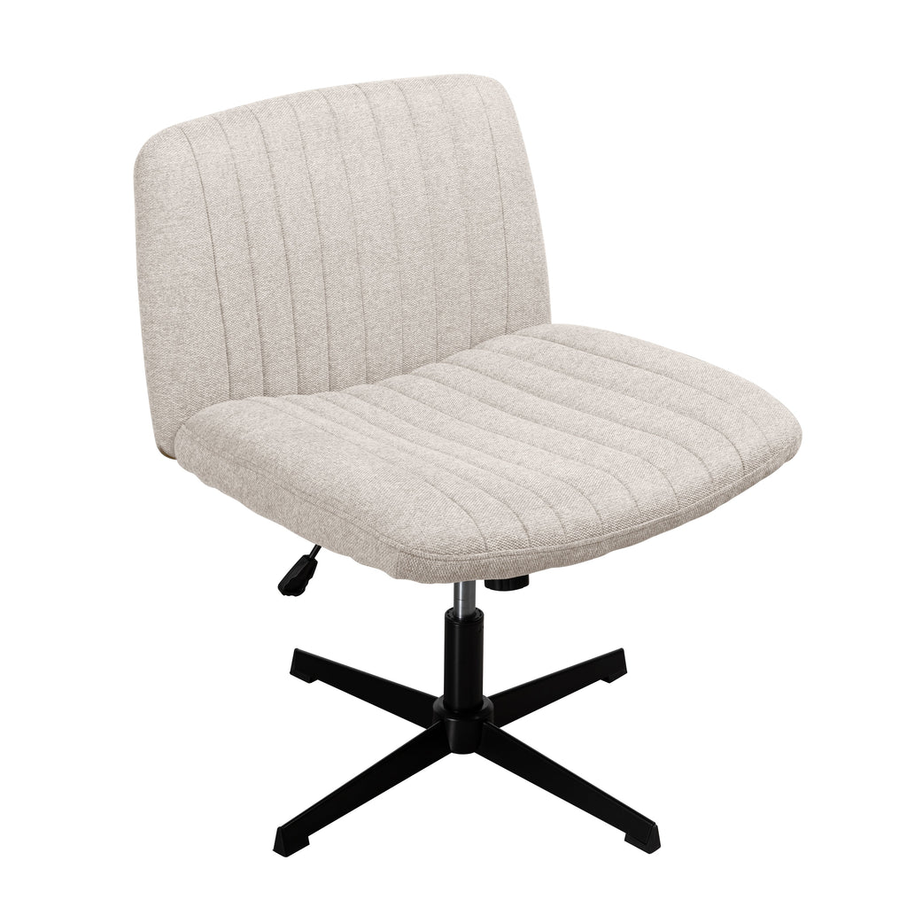 Walsunny Cross Legged Office Chair Armless Wide Chair Cross Legged Office Chair Computer Chair #color_white #foot_fixed-foot