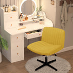 Walsunny Cross Legged Office Chair Armless Wide Chair Cross Legged Office Chair Computer Chair #color_yellow #foot_fixed-foot