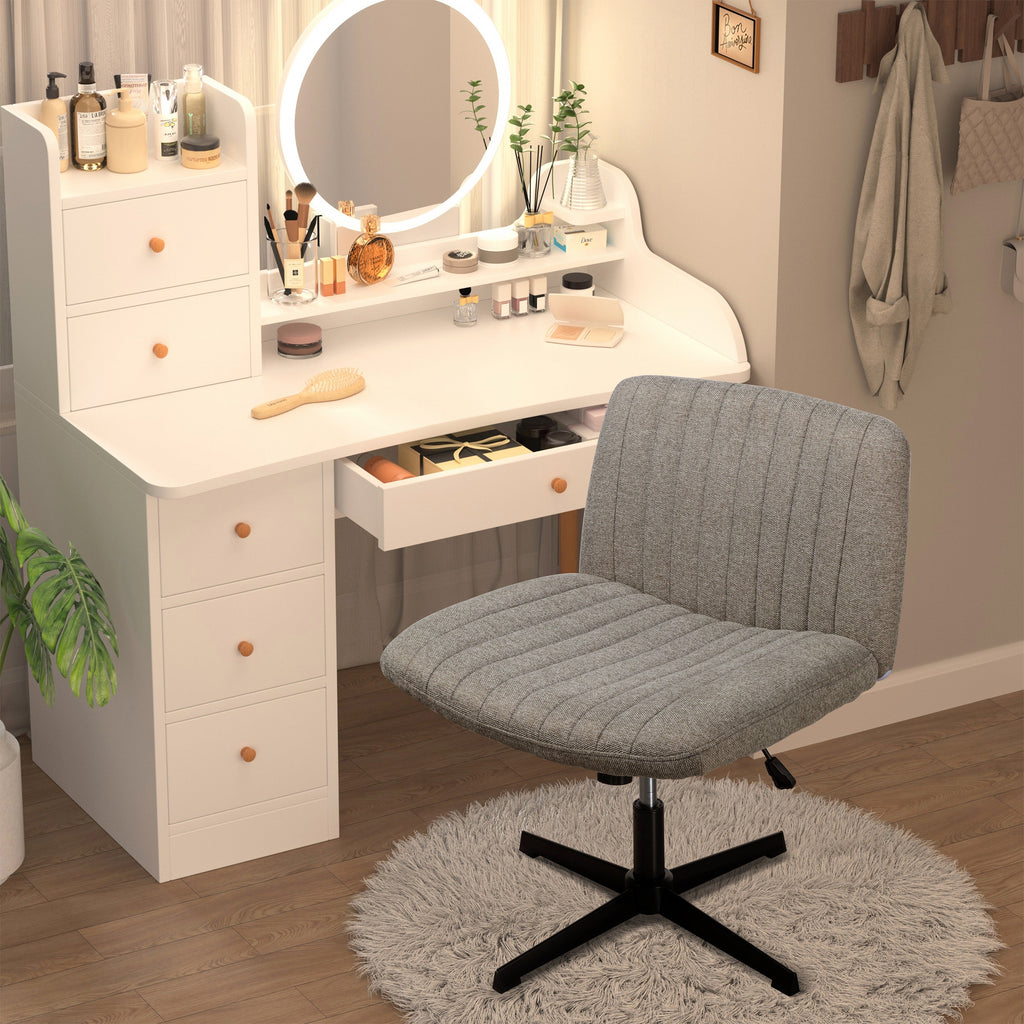 Walsunny Cross Legged Office Chair Armless Wide Chair Cross Legged Office Chair Computer Chair #color_grey #foot_fixed-foot