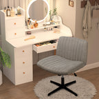 Walsunny Cross Legged Office Chair Armless Wide Chair Cross Legged Office Chair Computer Chair #color_grey #foot_fixed-foot