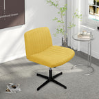 Walsunny Cross Legged Office Chair Armless Wide Chair Cross Legged Office Chair Computer Chair #color_yellow #foot_fixed-foot