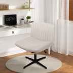 Walsunny Cross Legged Office Chair Armless Wide Chair Cross Legged Office Chair Computer Chair #color_white #foot_fixed-foot