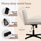 Walsunny Cross Legged Office Chair Armless Wide Chair Cross Legged Office Chair Computer Chair #color_white #foot_fixed-foot