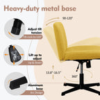 Walsunny Cross Legged Office Chair Armless Wide Chair Cross Legged Office Chair Computer Chair #color_yellow #foot_fixed-foot