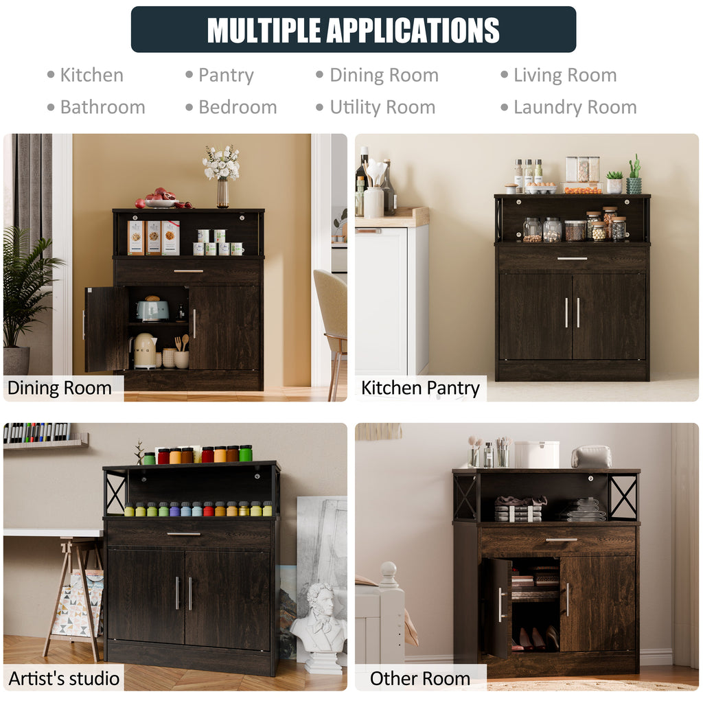 Walsunny Kitchen Buffet Sideboard Cabinet with Adjustable Shelf,Wooden Storage Cabinet with 2 Doors and 1 Drawers£¬Modern Farmhouse Coffee Bar Cabinet with Storage for Kitchen/Living Room (7612660711600)