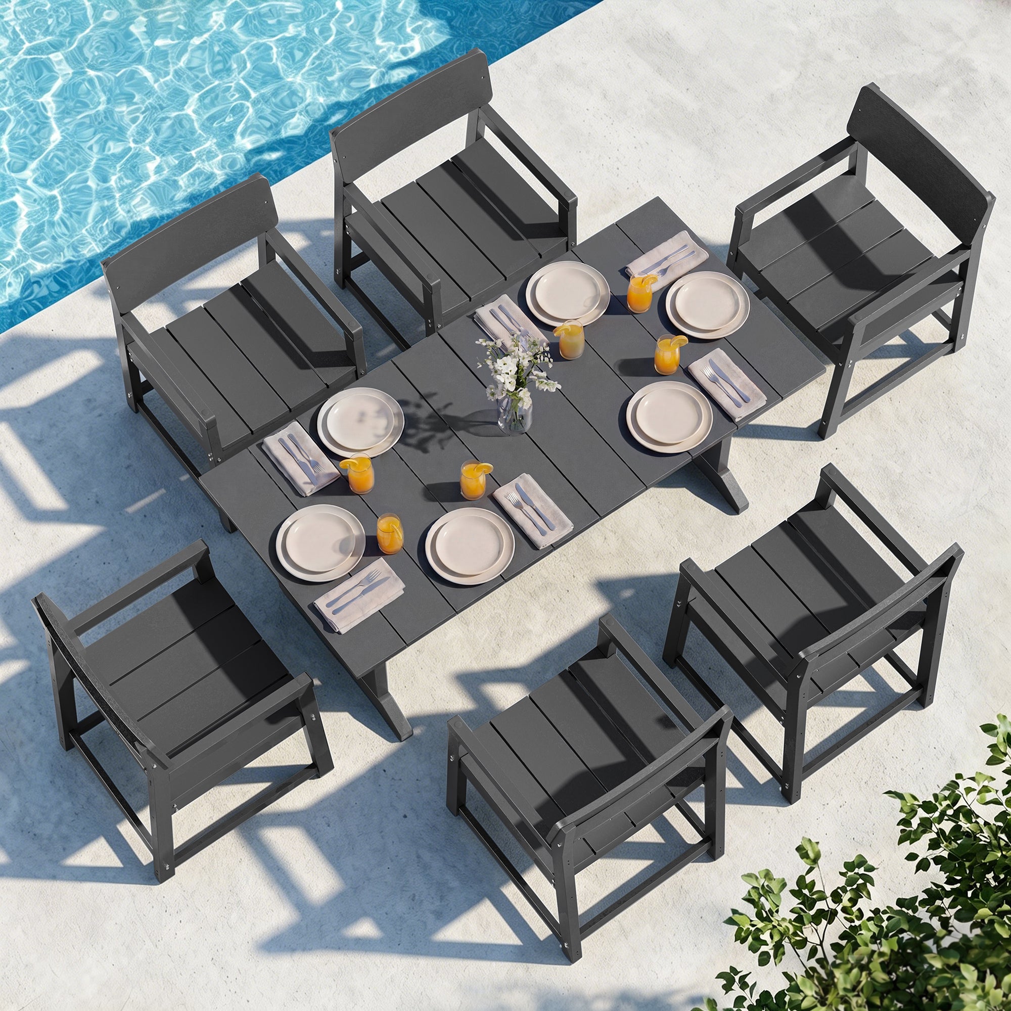 Vongrasig 5 Pieces Patio Dining Set, All Weather Outdoor HDPE Dining Furniture Set with Table and Chairs for 4, Garden Patio Furniture Set for Lawn, Backyard, Poolside
