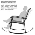 Vongrasig 3 Piece Outdoor Rocking Bistro Set, Textilene Fabric Small Patio Furniture Set, Front Porch Rocker Chairs Conversation Set with Glass Table for Lawn, Garden, Balcony, Poolside