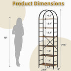 Vongrasig 6 Tier Arched Bookshelf, Industrial Tall Open Bookcase | 80”H Display Standing Shelf with Sturdy Wood and Metal Frame for Home Office, Living Room, Bedroom