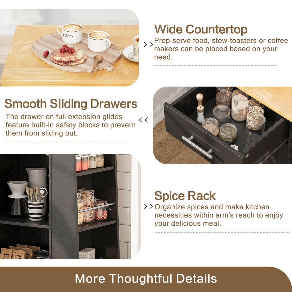 Walsunny Kitchen Island Rolling Cart with Storage Cabinet, Coffee Bar (7404392186032)