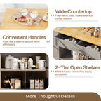 Walsunny Kitchen Island on Wheels with Storage Cabinet, Rolling Cart Kitchen Storage Organizer with/3 Side Spice Rack, 2 Tier Open Shelf for Kitchen (7404396511408)