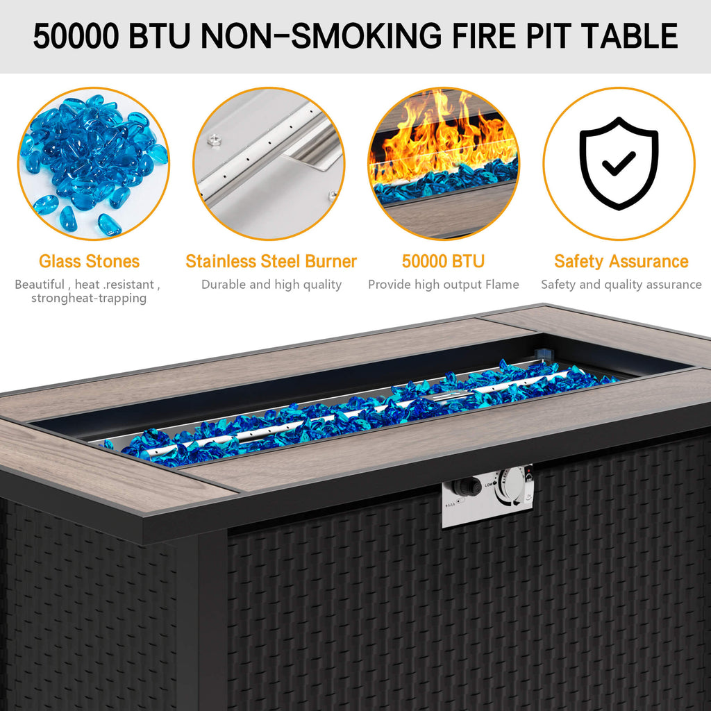 Vongrasig 45" Propane Fire Pit Table 50,000 BTU Steel Gas Fire Pit