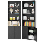 Vongrasig Farmhouse Bookcase with Doors & Storage, Tall 6-Tier Wood Bookshelf for Home Office Organization, Living Room Display, and Bedroom Storage Alternatives, 71-Inch Standing Shelf