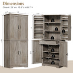 Vongrasig Kitchen Pantry Storage Cabinet with Barn Doors, Drawer and Adjustable Shelves, 6-Tier Tall Rustic Wood Cupboard Locker for Kitchen, Dining Room, Living Room, Bathroom
