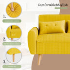 Vongrasig 48" Small Modern Loveseat Sofa, Mid Century Soft Corduroy Fabric 3-Seat Sofa Couch Tufted with Back Cushions and Tapered Legs for Living Room, Bedroom and Small Space