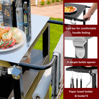 Vongrasig Outdoor Grill Cart, Patio Kitchen Island with Storage, Outdoor Bar Table BBQ Cart Pizza Oven Table with Foldable Stainless Steel Top & Wheels
