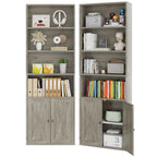 Vongrasig Farmhouse Bookcase with Doors & Storage, Tall 6-Tier Wood Bookshelf for Home Office Organization, Living Room Display, and Bedroom Storage Alternatives, 71-Inch Standing Shelf