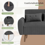 Vongrasig 48" Small Modern Loveseat Sofa, Mid Century Soft Corduroy Fabric 3-Seat Sofa Couch Tufted with Back Cushions and Tapered Legs for Living Room, Bedroom and Small Space