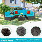 Vongrasig Patio Furniture Sets, Outdoor Patio Set Sectional Sofa, All-Weather PE Rattan Outdoor Couch with Ottoman, Glass Table for Garden, Backyard, Porch