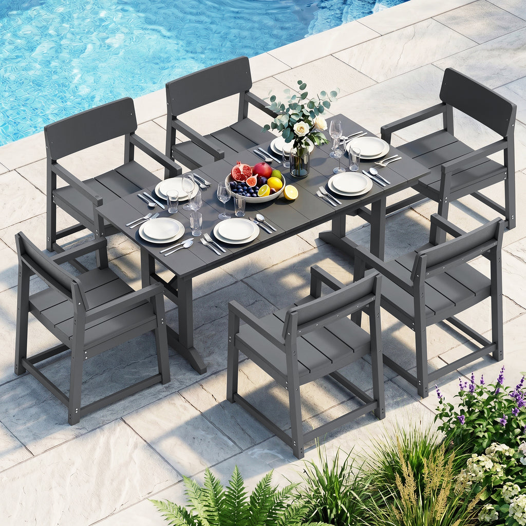 Vongrasig 5 Pieces Patio Dining Set, All Weather Outdoor HDPE Dining Furniture Set with Table and Chairs for 4, Garden Patio Furniture Set for Lawn, Backyard, Poolside