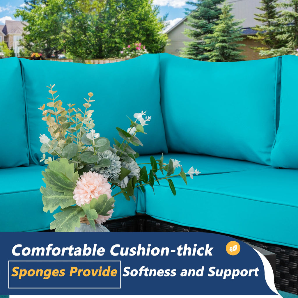 Vongrasig Patio Furniture 7 Pieces Outdoor Sectional Sofa Set, Black Wicker