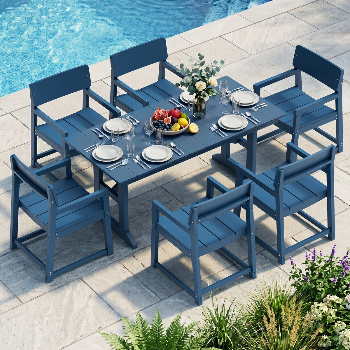 Vongrasig 5 Pieces Patio Dining Set, All Weather Outdoor HDPE Dining Furniture Set with Table and Chairs for 4, Garden Patio Furniture Set for Lawn, Backyard, Poolside