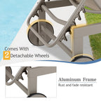 Walsunny Patio Furniture 2 Pieces Outdoor Lounge Chairs With Wheels#color_khaki