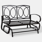 Walsunny 2-Seat Outdoor Rocking Loveseat With Fabric Cushions##color_beige