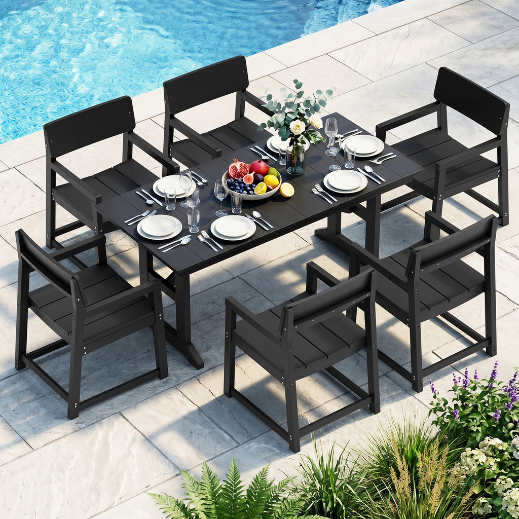 Vongrasig 5 Pieces Patio Dining Set, All Weather Outdoor HDPE Dining Furniture Set with Table and Chairs for 4, Garden Patio Furniture Set for Lawn, Backyard, Poolside