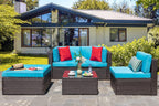 Vongrasig Patio Furniture Sets, Outdoor Patio Set Sectional Sofa, All-Weather PE Rattan Outdoor Couch with Ottoman, Glass Table for Garden, Backyard, Porch