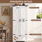 Vongrasig Kitchen Pantry Storage Cabinet with Barn Doors, Drawer and Adjustable Shelves, 4-Tier Tall Rustic Wood Cupboard Locker for Kitchen, Living Room, Bathroom, Dining Room