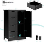Vongrasig Bathroom Floor Storage Cabinet, Wooden Storage Organizer with 4 Drawers and 1 Door, Freestanding Pantry Cabinet with Adjustable Shelves for Bathroom, Living Room, Kitchen, Entryway