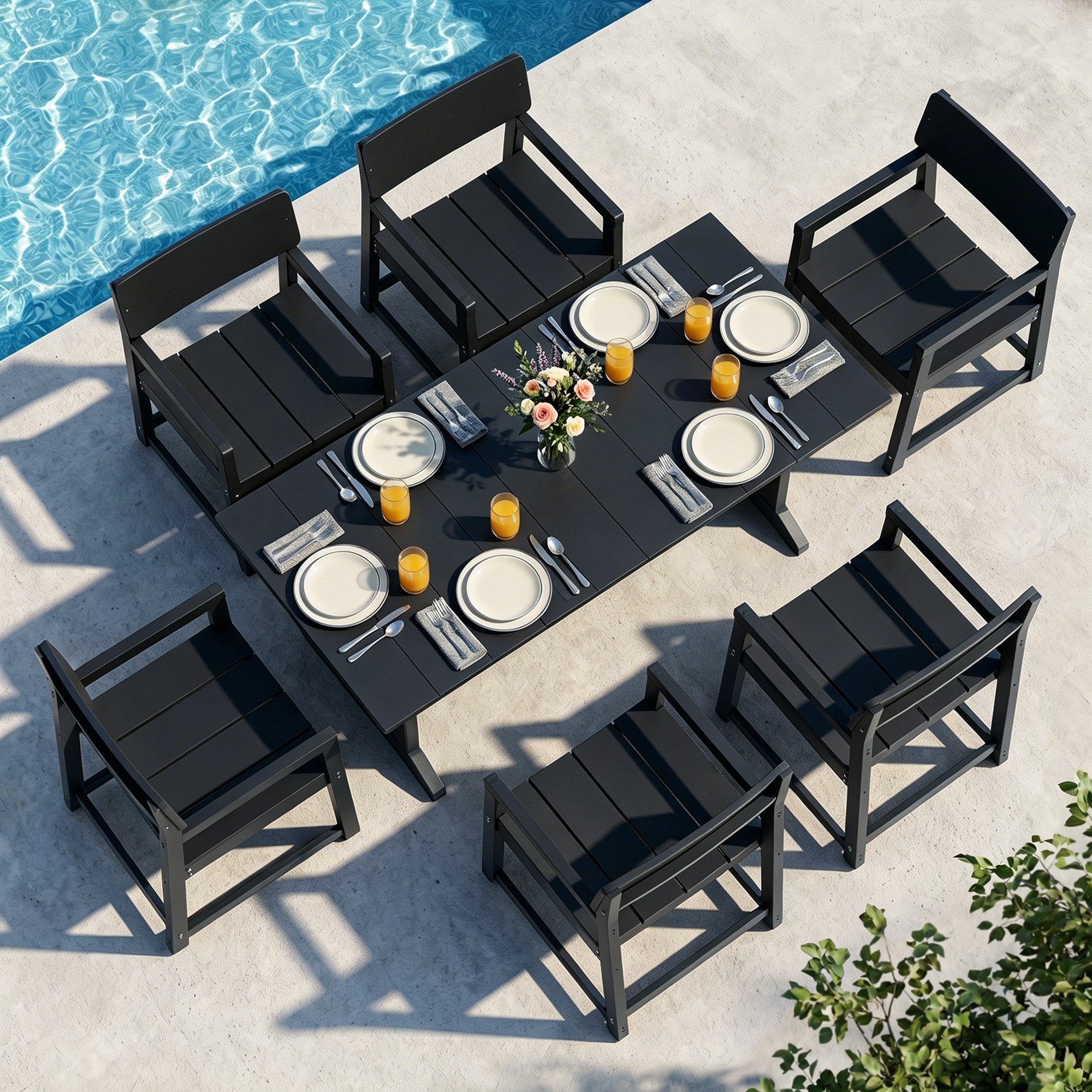 Vongrasig 5 Pieces Patio Dining Set, All Weather Outdoor HDPE Dining Furniture Set with Table and Chairs for 4, Garden Patio Furniture Set for Lawn, Backyard, Poolside