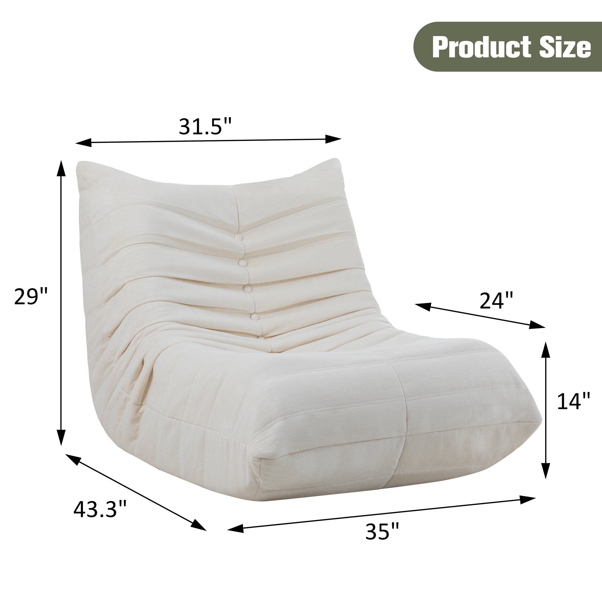Vongrasig Bean Bag Chair for Adults, Line Fabric Lazy Sofa Couch, Memory Foam Filled Bean Bag Lounge Chair Perfect for Living Room, Bedroom and Office