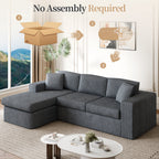 Vongrasig 105" Boneless Couches for Living Room, Sectional Couches Modular Sofa with L-Shaped Chaise, Memory Foam Comfy Cloud Couch with Plush Corduroy Fabric, No Assembly Required, Black