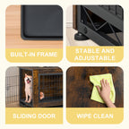 Walsunny Wooden Dog Crate Furniture,Double-Doors Kennel Indoor with Divider and Removable Tray,End Table Dog Crate for Decoration