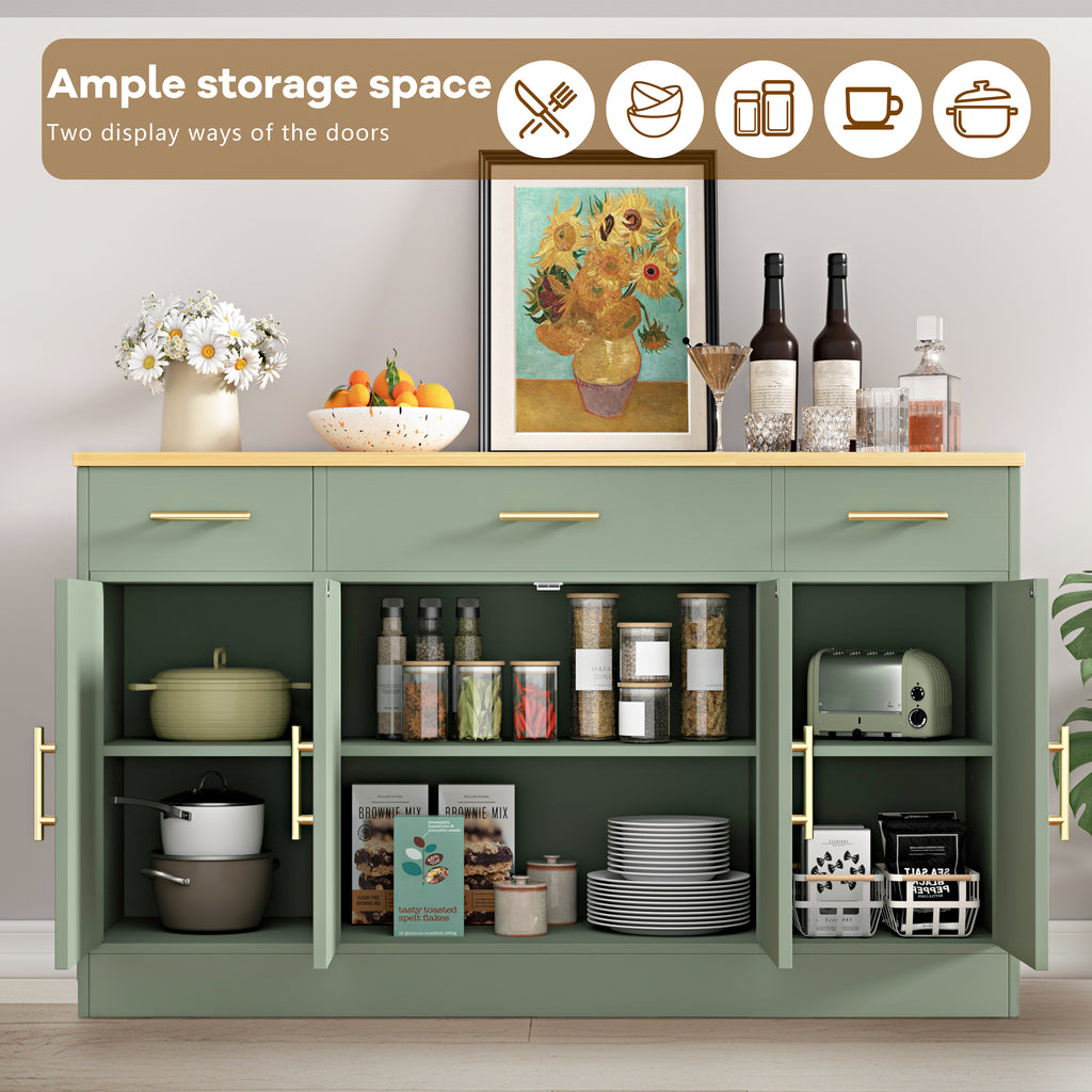 Vongrasig Buffet Cabinet with Storage, Farmhouse Coffee Bar Cabinet with Drawers, 53” Large Modern Sideboard Buffet with Adjustable Shelves for Kitchen, Dining Room