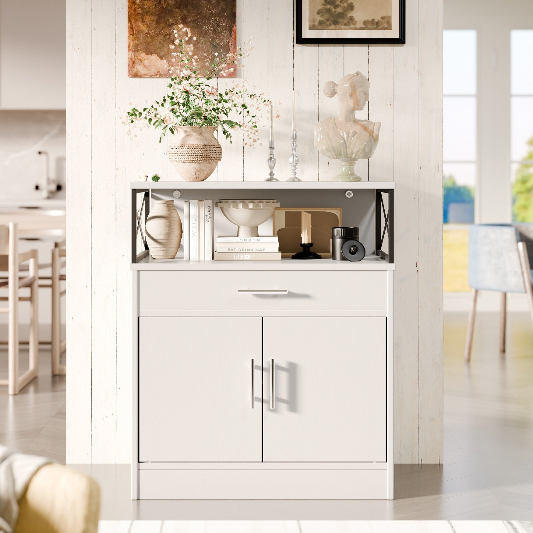 Walsunny Kitchen Buffet Sideboard Cabinet with Adjustable Shelf,Wooden Storage Cabinet with 2 Doors and 1 Drawers£¬Modern Farmhouse Coffee Bar Cabinet with Storage for Kitchen/Living Room (7612660711600)