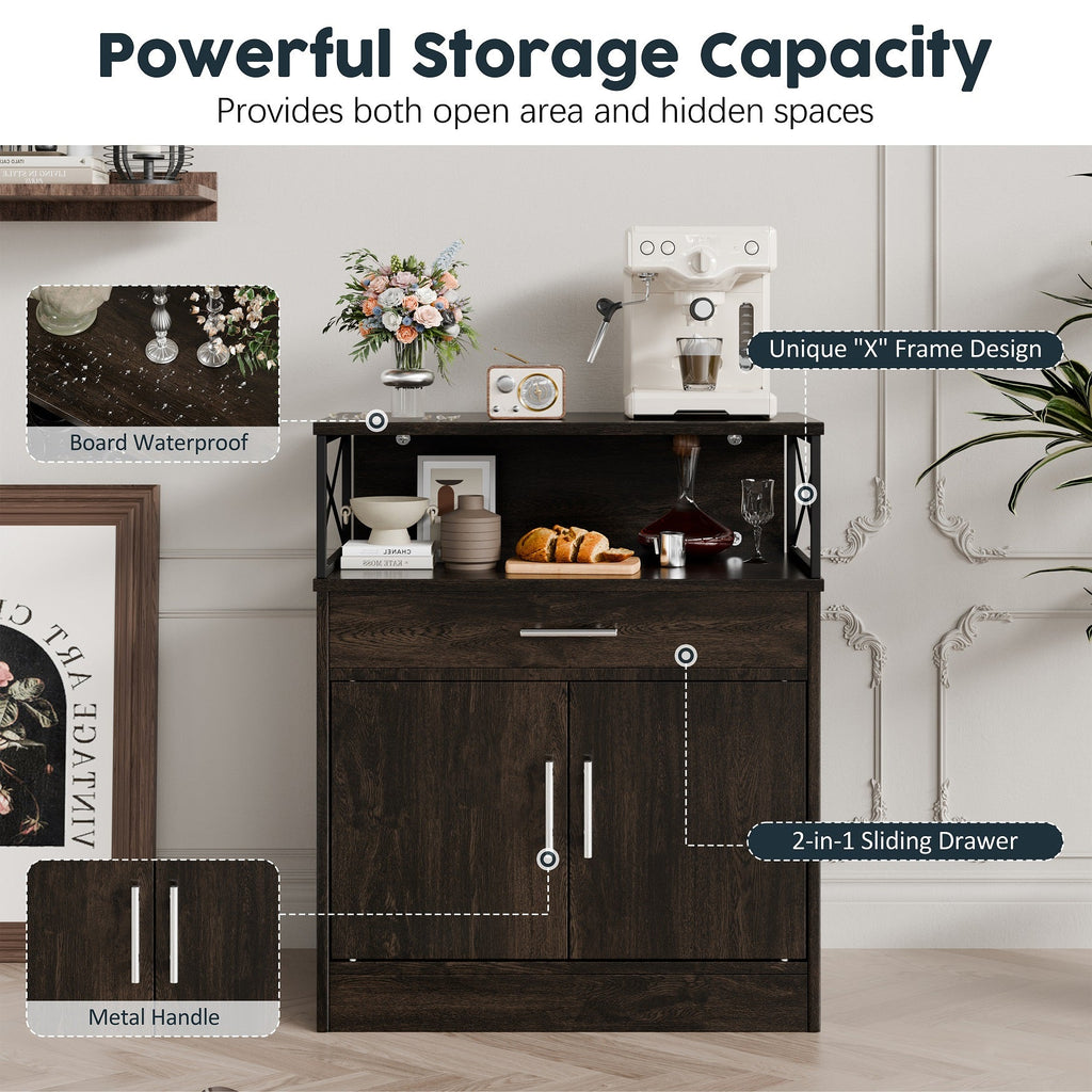 Walsunny Kitchen Buffet Sideboard Cabinet with Adjustable Shelf,Wooden Storage Cabinet with 2 Doors and 1 Drawers£¬Modern Farmhouse Coffee Bar Cabinet with Storage for Kitchen/Living Room (7612660711600)