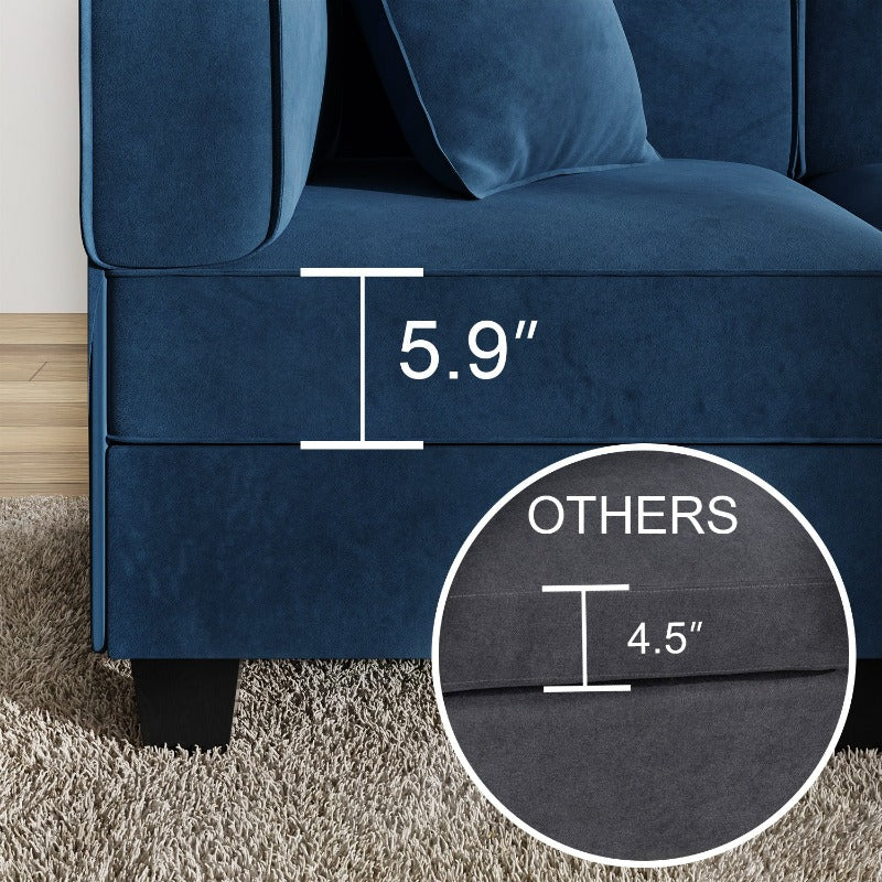 Walsunny Velvet 5 Pieces Modular Sectional Sofa L-Shaped Couch With Reversible Chaise (7223391125680)