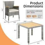 Walsunny 5 Pieces/ 7 Pieces Patio Dining Set, Square Wood Table (7047179927728)