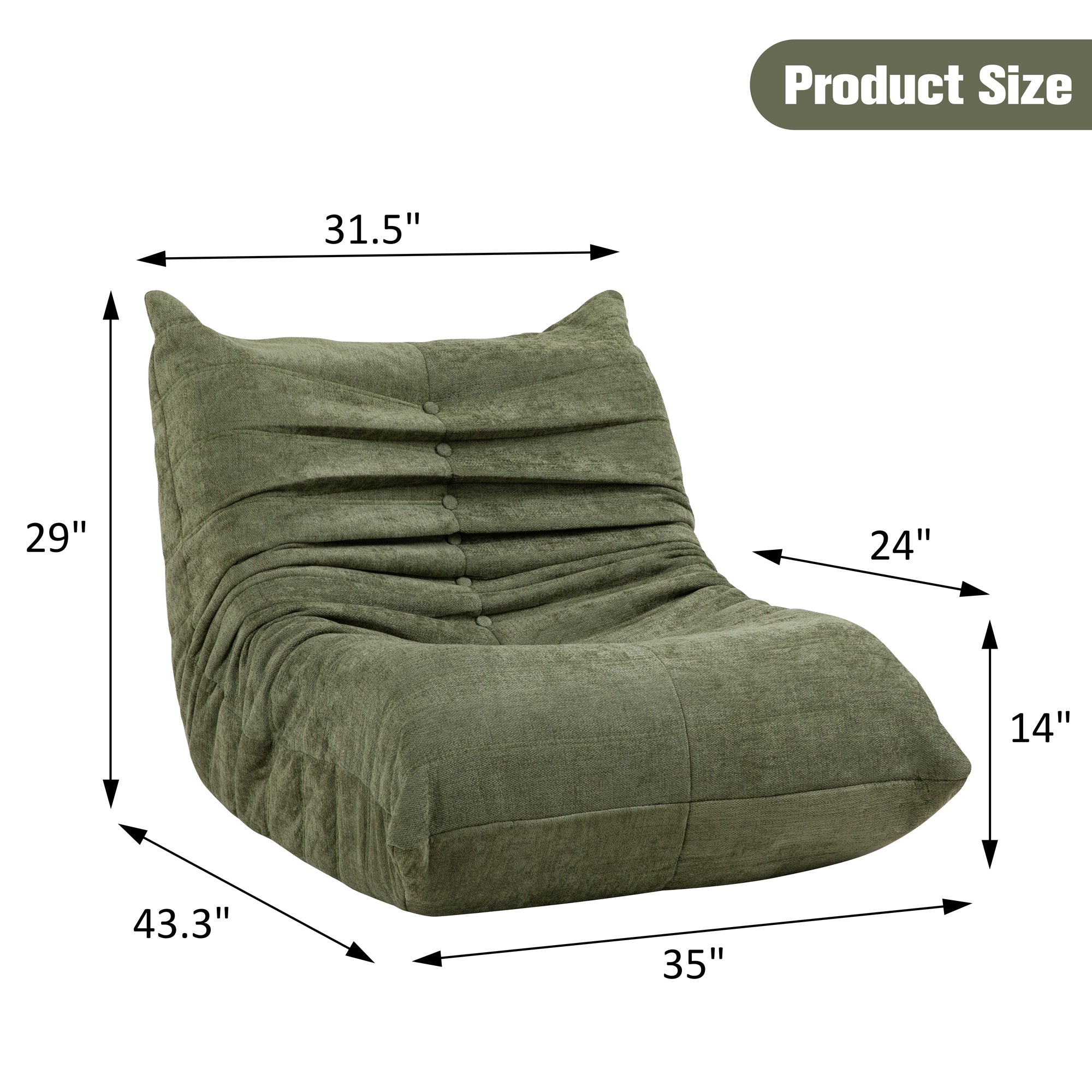 Vongrasig Bean Bag Chair for Adults, Line Fabric Lazy Sofa Couch, Memory Foam Filled Bean Bag Lounge Chair Perfect for Living Room, Bedroom and Office