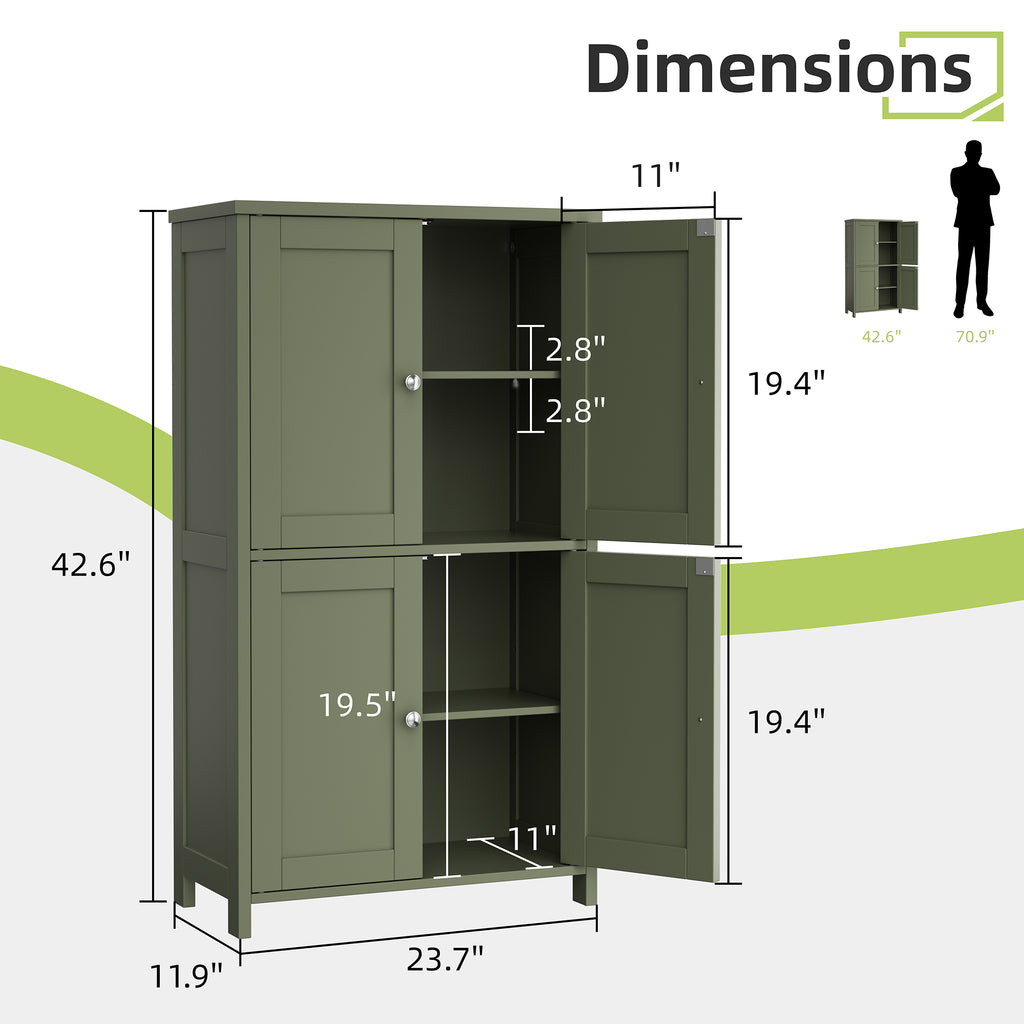 Vongrasig Bathroom Storage Cabinet, Modern Floor Cabinet with Storage, Adjustable Shelves, Freestanding Cabinet for Bthroom, Living Room, Entryway