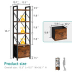 Vongrasig 5 Tier Bookshelf with Drawer, Industrial Tall Narrow Bookcase, Display Shelf Modern Wood and Metal Bookshelves, Free Standing Storage Organizer for Office, Living Room